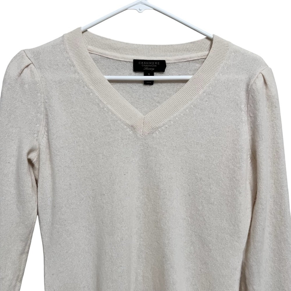100% Cashmere Charter Club Luxury Ivory Sweater Size Small - Picture 3 of 10